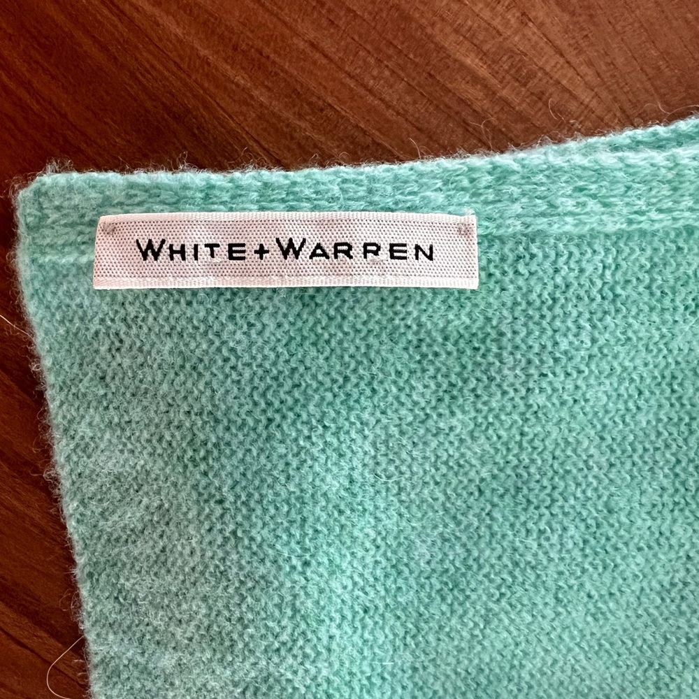 White and Warren cashmere travel wrap in aqua.